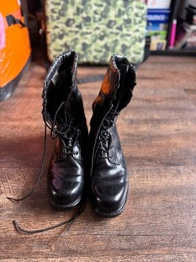 Bates Black Leather Lace-Up Women's Combat Boots